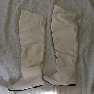 Size 7 white thigh high boots